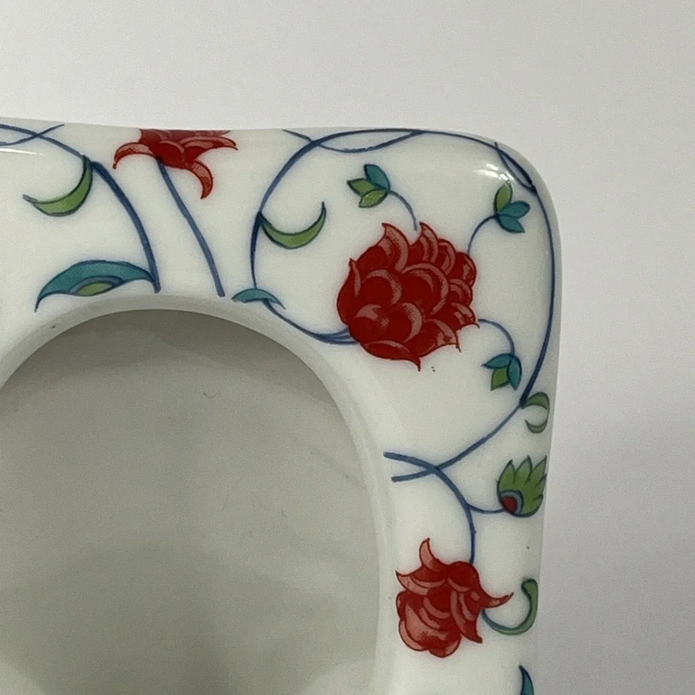 Vintage‎ Ashibi Japan Porcelain Red Floral Photo Frame